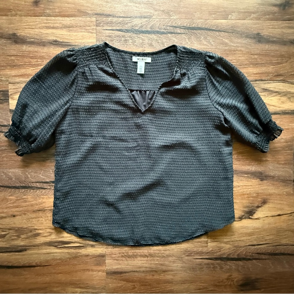 Women's large White House Black Market - Black Textured short sleeve top